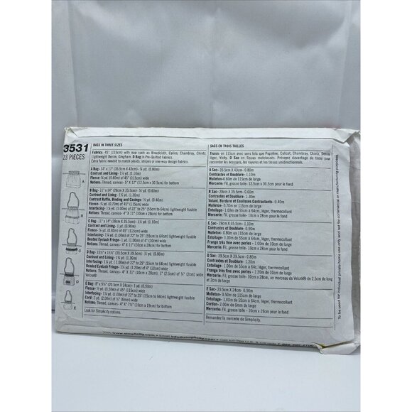 Simplicity Pattern 3531 Five Styles Purses Handbags Bags In 3 Sizes Faith Uncut - Picture 2 of 4